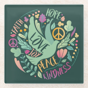 Schöne Faith Liebe Peace Joy Hope & Kindness Glasuntersetzer