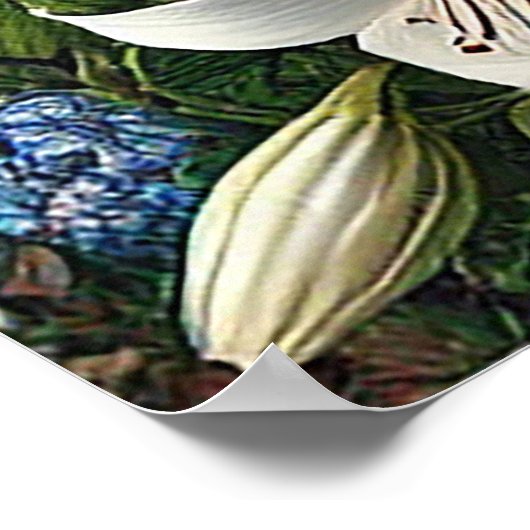 Schöne Falcon Perched Amid Vibrangs Blume Poster (Ecke)