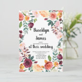 Schöne Fall Blume Kalligrafie Hochzeiten Einladung (Stehend Vorderseite)