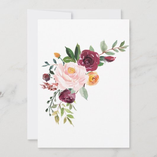 Schöne Fall Blume Kalligrafie Hochzeiten Einladung (Rückseite)