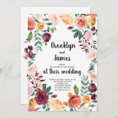 Schöne Fall Blume Kalligrafie Hochzeiten Einladung (Vorne/Hinten)