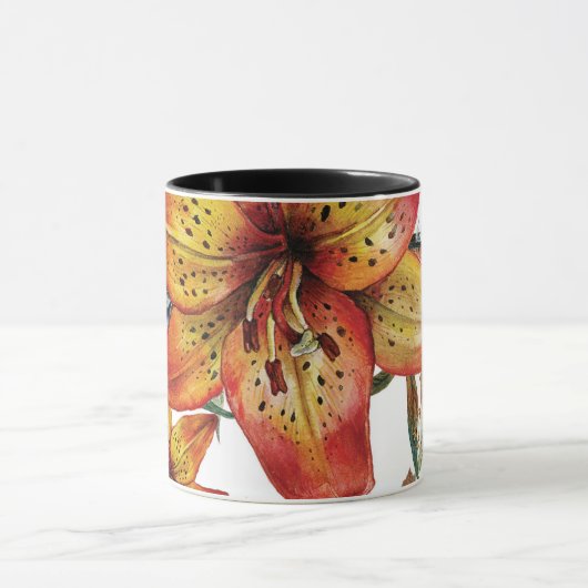 Schöne Fall Lily Blume Boho Chic Custom Tasse (Zentrum)