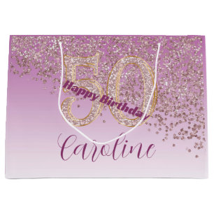 Schöne fallende Rose Gold Glitter 50. Geburtstag Große Geschenktüte
