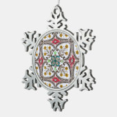 Schöne Familie Weihnachten Peranakan Floral Tile Schneeflocken Zinn-Ornament (Rechts)