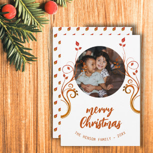 Schöne Familienfoto-Rote-Blatt-Weihnachten Feiertagskarte