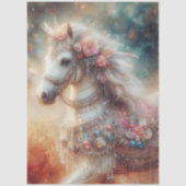 Schöne Fancy Weiße Pferd Mit Blumen Decoupage Seidenpapier (Vorderseite)