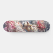 Schöne Fantasie Farbige Löwe & Blumen Skateboard (Horizontal)