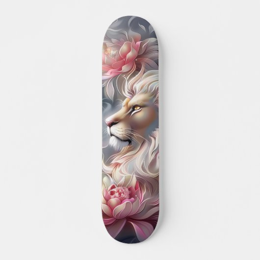 Schöne Fantasie Farbige Löwe & Blumen Skateboard (Vorne)