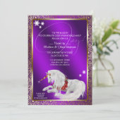 Schöne Fantasie Weihnachten Einhorn Freude Lila Einladung (Stehend Vorderseite)