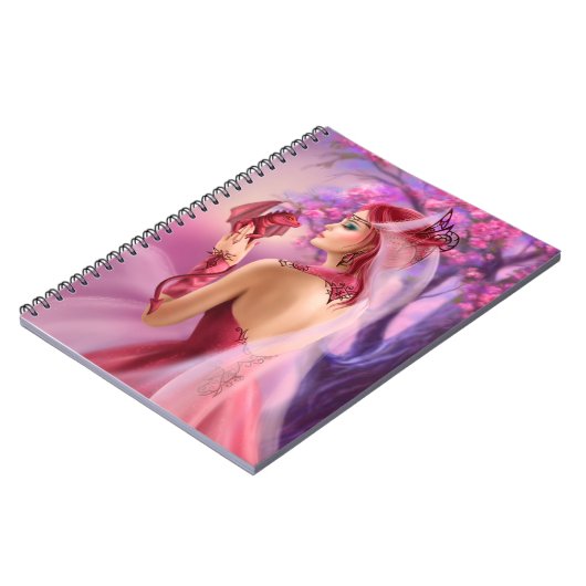 Schöne Fantasiefrau Königin und Roter Drache Notizblock (Linke Seite)