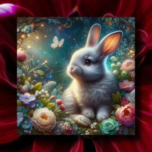 Schöne Fantasy Art Whimsisches Kaninchen Ostern Feiertagskarte