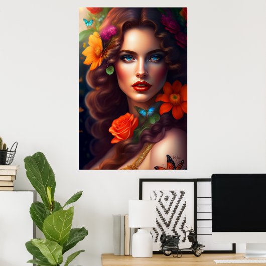 Schöne Fantasy-Blumenfee Poster (Heimbüro)