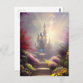 Schöne Fantasy Castle Gardens Postkarte (Vorne/Hinten)