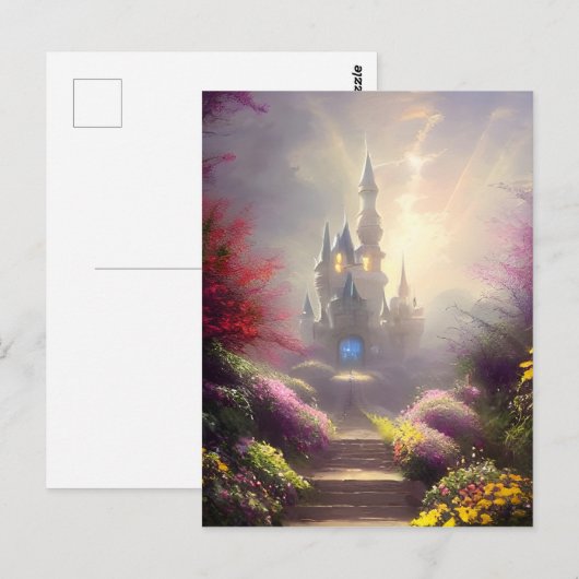 Schöne Fantasy Castle Gardens Postkarte (Vorne/Hinten)