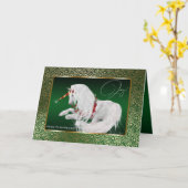 Schöne Fantasy Christmas Unicorn Joy Karte (Gelbe Blume)