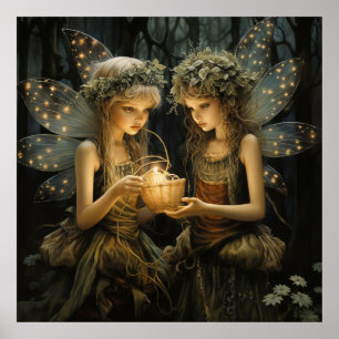 Schöne Fantasy Fairies Lights Candles Poster