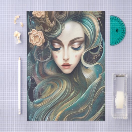 Schöne Fantasy-Frau Seidenpapier (Handwerk)