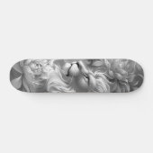 Schöne Fantasy Graustufen Löwe & Blumen Skateboard (Horizontal)