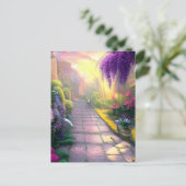 Schöne Fantasy Hütte Gartenpfad Postkarte (Stehend Vorderseite)