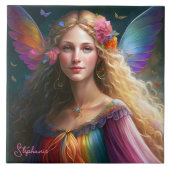 Schöne Fantasy Rainbow Faiess Prinzessin Fliese (Vorderseite)