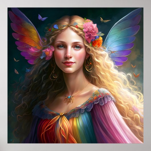 Schöne Fantasy Rainbow Fairy Poster (Vorne)