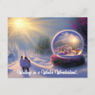 Schöne Fantasy-Schneekugel-Feiertagspostkarte Feiertagspostkarte