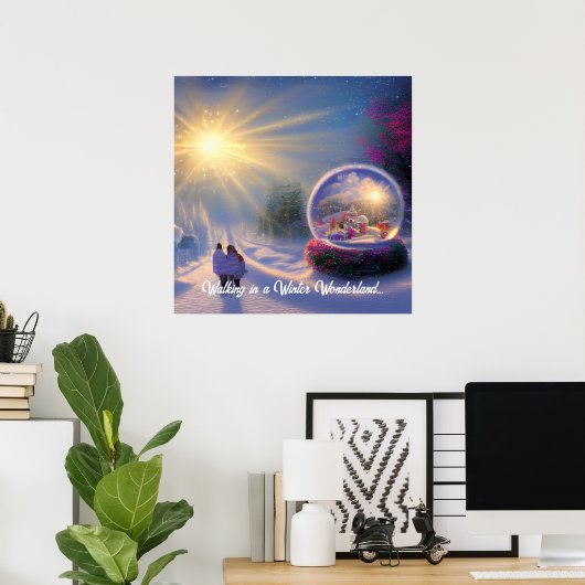 Schöne Fantasy Snow Globe Urlaub Poster (Heimbüro)