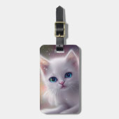 Schöne Fantasy White Fluffy Cat Gepäckanhänger (Vorderseite vertikal)