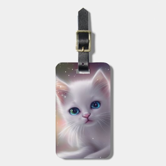 Schöne Fantasy White Fluffy Cat Gepäckanhänger (Vorderseite vertikal)