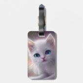 Schöne Fantasy White Fluffy Cat Gepäckanhänger (Rückseite vertikal)