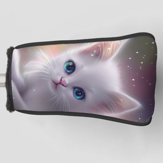 Schöne Fantasy White Fluffy Cat Golf Headcover (Vorderseite)