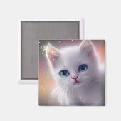 Schöne Fantasy White Fluffy Cat Magnet (Vorderseite/Rückseite)