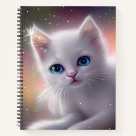 Schöne Fantasy White Fluffy Cat Notizblock