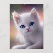 Schöne Fantasy White Fluffy Cat Postkarte (Vorderseite)