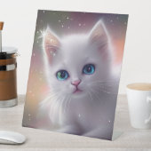 Schöne Fantasy White Fluffy Cat Sockelschild (In Situ)