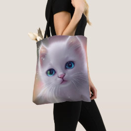 Schöne Fantasy White Fluffy Cat Tasche