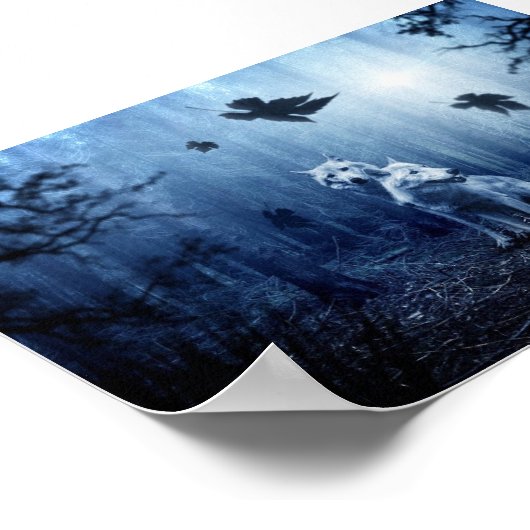 Schöne Fantasy Wolf Wall Kunst Poster (Ecke)