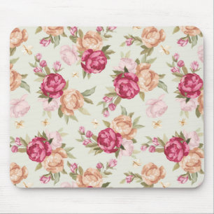 Schöne Farb-Pfingstrosenmuster auf Grün Mousepad