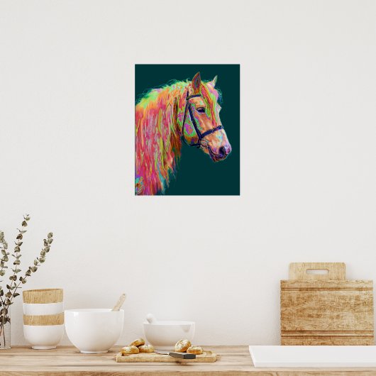 Schöne Farbe des Rainbow Highland Pony Poster (Küche)