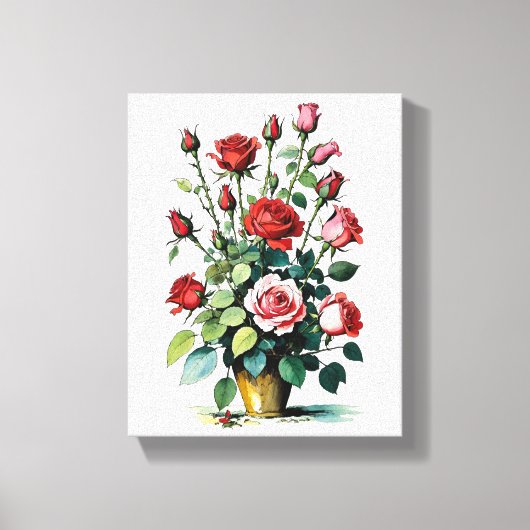 Schöne Farbe des Wassers Rot und Rosa Rosen Leinwanddruck (Vorderseite)