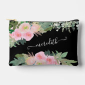 Schöne Farbe Schwarz und Rosa Blütenname Zubehörtasche (Vorderseite)