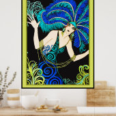 Schöne Farben Art Deco Lady Poster (Küche)