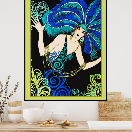 Schöne Farben Art Deco Lady Poster (Küche)