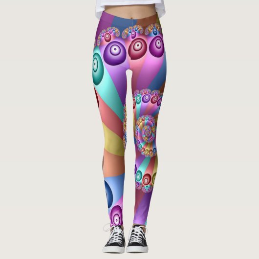 Schöne Farben Modernes Abstraktes Fraktal Kunst, D Leggings (Vorderseite)