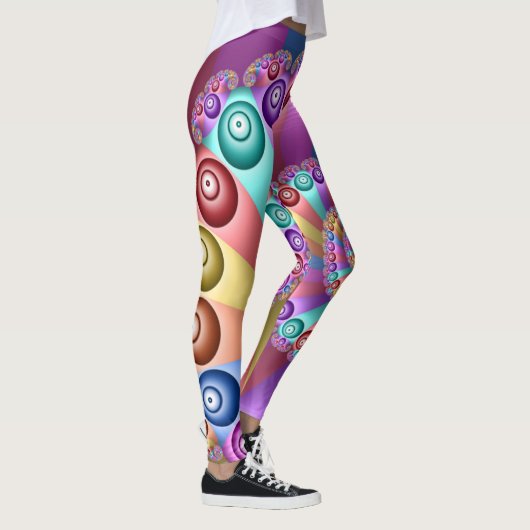 Schöne Farben Modernes Abstraktes Fraktal Kunst, D Leggings (Rechts)