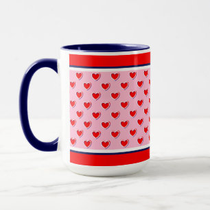 Schöne Farben Rot, Rosa und Blau Süße Herzen Tasse