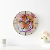 Schöne Farben Tiger Wasserfarbe Malerei Große Wanduhr (Zuhause)