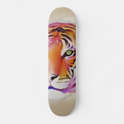 Schöne Farben Tiger Wasserfarbe Malerei Skateboard (Vorderseite)