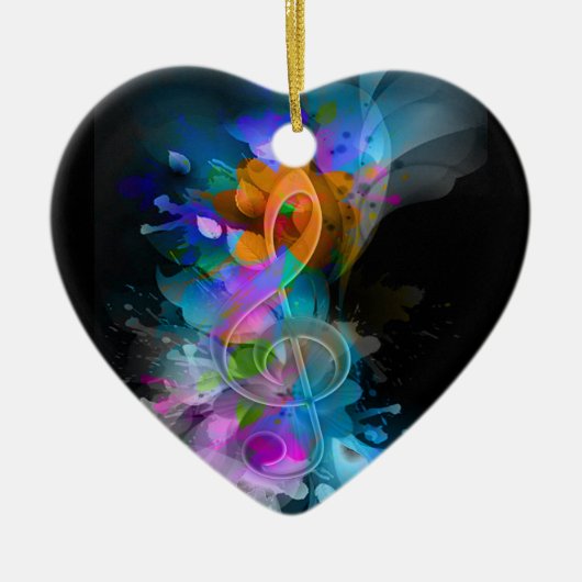 Schöne Farben Treble Clef Blume Blätter Paint Keramik Ornament (Vorne)