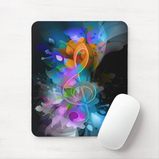 Schöne Farben Treble Clef Blume Blätter Paint Mousepad (Mit Mouse)